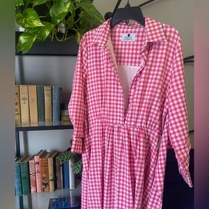 Dainty Jewells modest white & pink gingham dress size small🤍💗